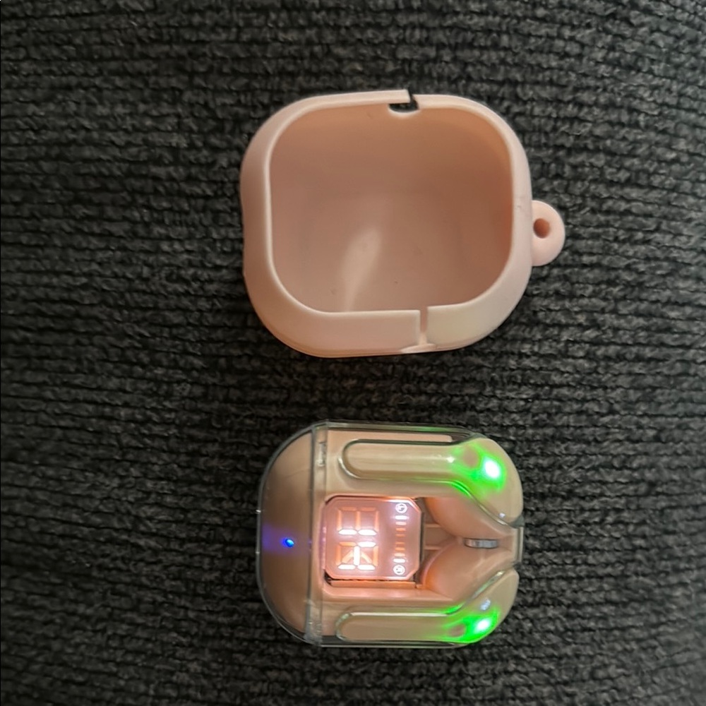 Pink and Clear Bluetooth Ear Buds with Case